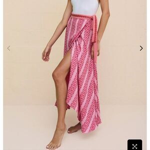 Pitusa Zig Zag Midi Asymmetrical Pink Wrap Skirt Standard NWT